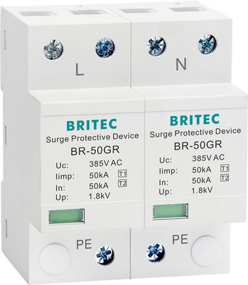 Dispositivo de Proteção contra Surtos BRITEC 50kA Aprovado TUV/CE/ROHS com Supressor de Descarga Atmosférica de Forma de Onda 10/350 SPD