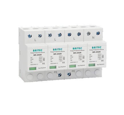 BR-25GR 4P Classe I Tipo 1 Dispositivo de Proteção contra Surtos SPD Protetor contra Raios SPD tipo 1 4p ac spd protetor contra surtos