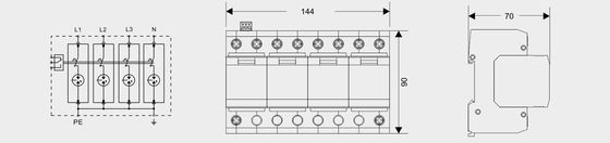 Trilho RUÍDO do dispositivo de proteção contra raios do impulso de BR-25GR 4P SPD 35 milímetros ac spd