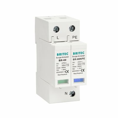 Mini Single Phase 275V 60kA Lightning Arrestor com dispositivo de proteção contra sobretensões UL94-V0 termoplástico