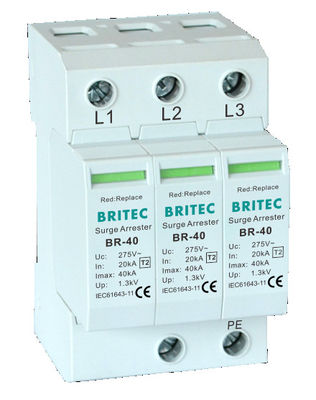 BRITEC BR-40 4P Dispositivo de Proteção contra Superforça Três Fases Spd Proteção contra Raios Arrester China fabricante de proteção contra superforça