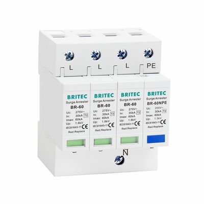 Dispositivo de protecção contra sobretensões de 275 V 60 KA com tipo 3+NPE para protecção contra raios