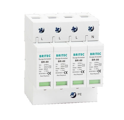 BR-80 3P tuv dispositivo de protecção contra sobretensões de tipo 2 Ac Surge Arrester Power Surge Protector