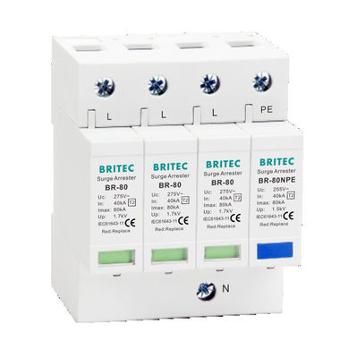 BR-80 3P tuv dispositivo de protecção contra sobretensões de tipo 2 Ac Surge Arrester Power Surge Protector