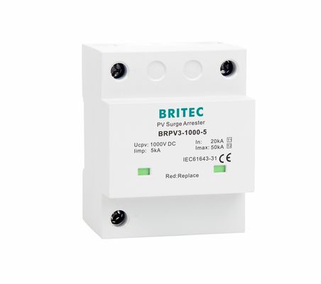 BRPV3-1000-5 T1 50kA DC 1000V 5kA Tipo 1+2 Protetor de sobretensão fotovoltaica Retentor de sobretensão solar Dispositivo de protecção contra sobretensão t1 t2 dc SPD SPD fotovoltaicos