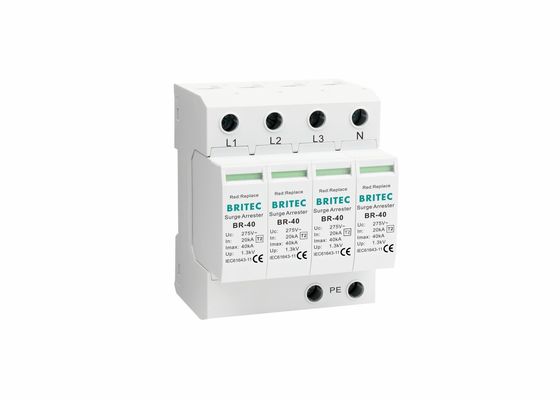 4P SPD Classe II 40ka Protector contra sobretensão AC 150V/275V/320V//385V/440V Proteção contra raios