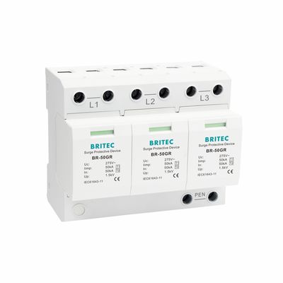 Dispositivo de proteção contra surtos tipo 1 BR-50GR 4P Dispositivo de Proteção contra Surtos 50kA Proteção contra Surtos supressor plug-in tipo 1 spd supressor de surtos Dispositivo de Proteção contra Surtos CA T1 Protetor contra surtos de energia trifásico