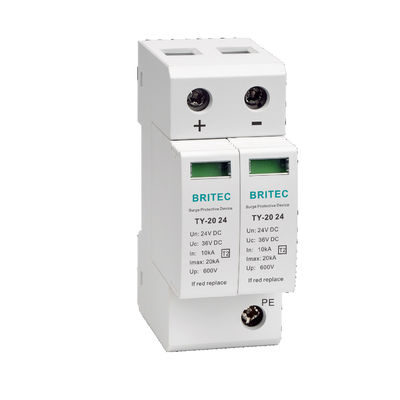 TY-40 24V 40KA Dispositivo de protecção contra sobretensões de corrente contínua com material termoplástico UL94-V0 para sistemas solares