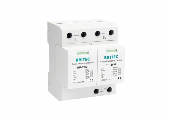 tipo da fase monofásica 2P de 25kA 275V - 1 classe eu afluo prendedores com contato seco BR-25M 2P