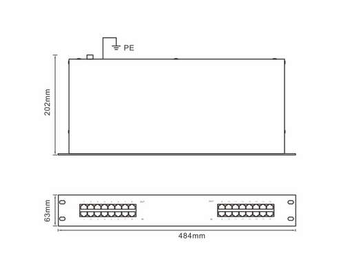 Protetor contra surtos de telecomunicações de sinal BRRJ45H-16R 1000M, montagem em rack, proteção contra surtos ethernet