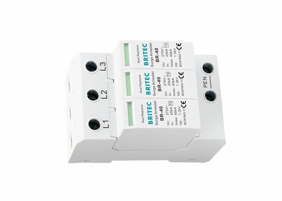 Dispositivo de Proteção contra Surtos (DPS) plugável Tipo 2 Classe II 3P 40kA IEC 61643 para Proteção contra Raios