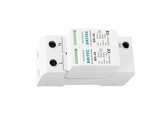 Dispositivo de proteção contra sobretensão modular de 40kA plugável 320V 2P Tipo 2 DIN Mount Rail