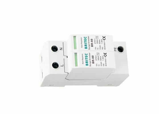 tipo de 30kA 60kA - poder 230V/400V BRITEC do SPD do dispositivo de proteção de 2 impulsos