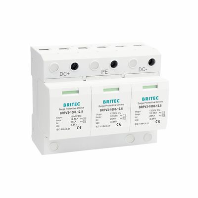 BRPV3-1000-6.25 Dispositivo de protecção contra sobretensões de corrente contínua 1000V 40kA PV Solar SPD Dispositivo de protecção contra sobretensões solares sobre protecção de tensão DC Power Surge Protector Tipo 1+2 PV surge protector dc spd t1 t2