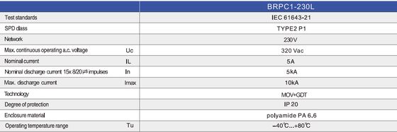 BRPC1-230L 10kA Protetores contra Surtos para LED Protetor contra Surtos AC para Sistema de Iluminação LED Proteção de Iluminação LED