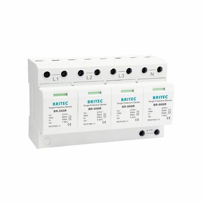 BR-50GR 3 + 1 OEM ODM centelha 50ka Dispositivo de proteção contra surtos de baixa tensão elétrica classe 1 pára-raios tipo 1 spd Dispositivos de proteção contra surtos tipo 1 SPD rede de distribuição elétrica de baixa tensão LV