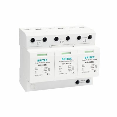 BR-50GR 3 + 1 OEM ODM centelha 50ka Dispositivo de proteção contra surtos de baixa tensão elétrica classe 1 pára-raios tipo 1 spd Dispositivos de proteção contra surtos tipo 1 SPD rede de distribuição elétrica de baixa tensão LV