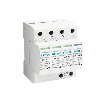 Protetor contra surtos BR-40 275 6+1 Tipo 2 275V trilho DIN supressor de raios 3 fases spd