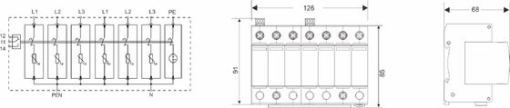 Protetor contra surtos BR-40 275 6+1 Tipo 2 275V trilho DIN supressor de raios 3 fases spd