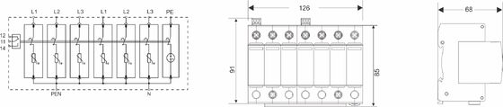 25kA DIN Rail Mount Surge Protector com caixa UL94-V0 termoplástico para proteção robusta contra sobretensões