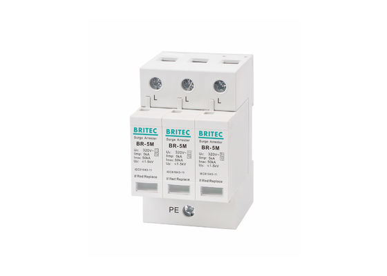 os para-raios de 5kA 3P 320Vac datilografam - 1 +2/classe I+II/classe B+C