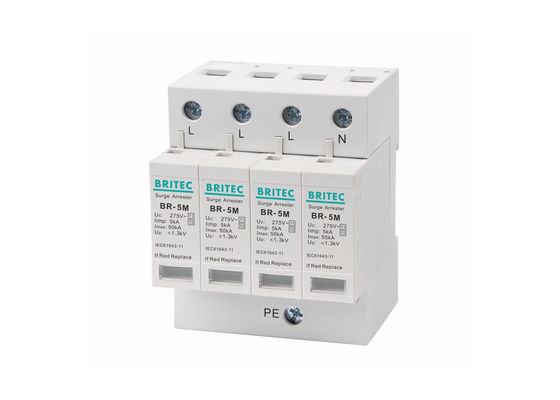 Protector contra sobretensão de tipo CA Voltagem 3 Fase 5KA 4 Polo 275V SPD para proteção da potência industrial