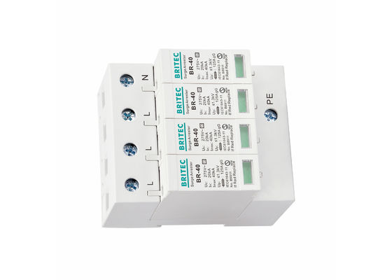 40kA 4P 275V Dispositivo de protecção contra sobretensões do tipo 2 SPD Surge Arrester para sistema TN-S trifásico
