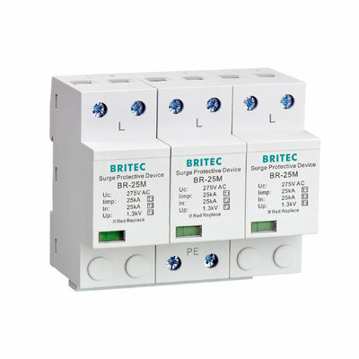 BR-25M 4P 25kA Surge Arrester Tipo 1 Thunder Arrester SPD Classe 1 pluggable Surge Arrester China relâmpagos