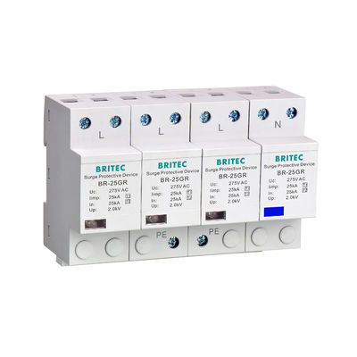 Protetor contra surtos BR-25M 3P+1NPE 25kA T1+T2 B+C de baixa tensão para surtos de 3 fases