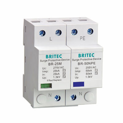 Protetor contra surtos BR-25M 3P+1NPE 25kA T1+T2 B+C de baixa tensão para surtos de 3 fases