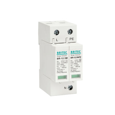 BRITEC BR-12.5M 3P+1 Proteção contra Surtos 275v Dispositivo de Proteção contra Surtos (SPD) Classe I+II para Raios