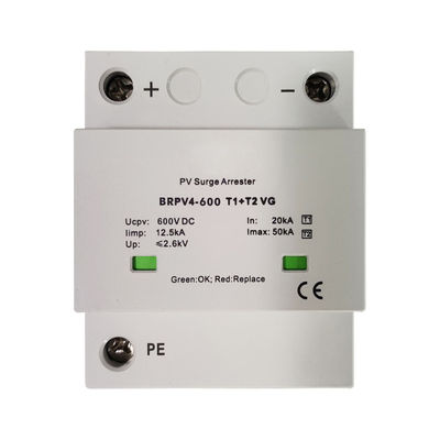 1000V CC 12.5kA Impulso de Raio Tipo 1+2 SPD Fotovoltaico Protetor contra Surtos Solar SPD CC Tipo 1