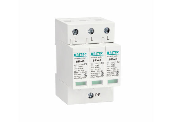 Dispositivo de proteção contra sobretensões de tipo 2 SPD 20~40KA Retratador de relâmpagos com montagem de trilho Din de 35 mm