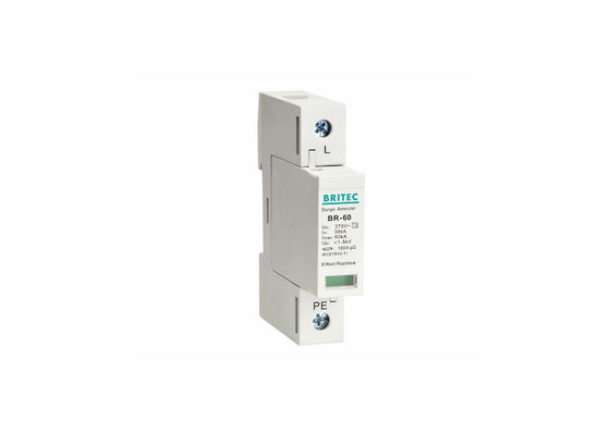BRITEC 60kA Tipo 2 1P Dispositivo de protecção contra sobretensões Detentor de relâmpagos para estabilidade do sistema de energia
