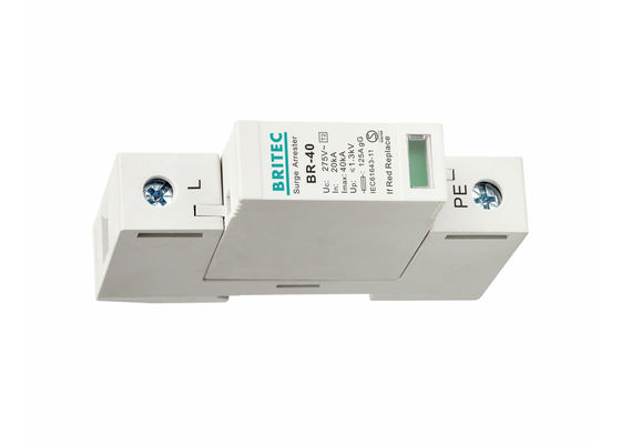 Dispositivo de Proteção contra Surtos Tipo 2 com Corrente Máxima de Descarga de 40kA, Montagem em Trilho DIN de 35mm e Proteção IP20
