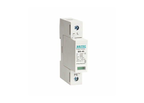 Sistema bonde IEC61643 do anti relâmpago do trilho do ruído do para-raios do SPD 40kA 1P