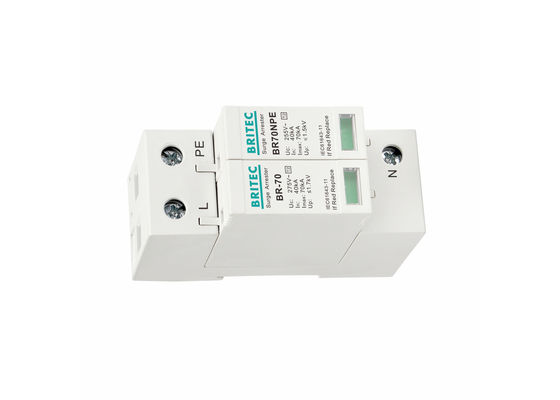 Dispositivo de Proteção contra Surtos Tipo 2 de 70kA Plástico Termoplástico UL94-V0 Módulo Plugável SPD Supressor de Surtos