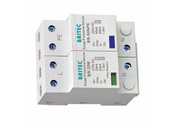 Proteção contra sobrecarga 25KA 1.5KV do SPD do poder do relâmpago da C.A. 1P + NPE B + série C