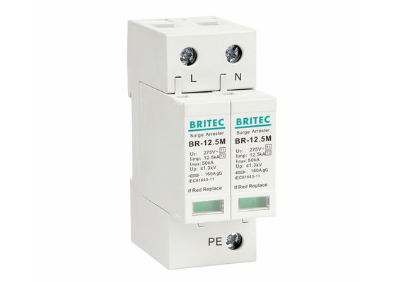 Protector contra sobretensões de 320 V, detector de relâmpagos 2P DIN, SPD para proteção contra relâmpagos