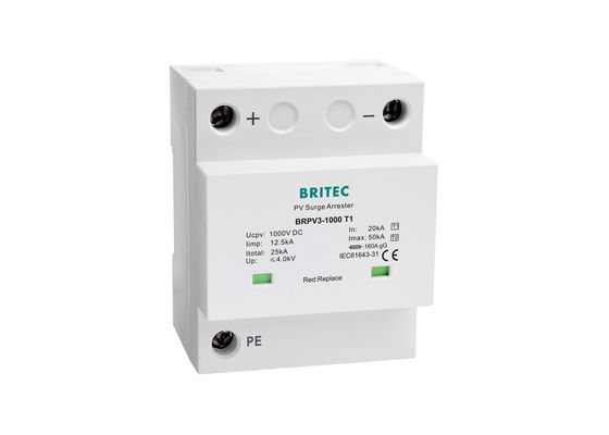 BRPV3 T1 Relâmpago PV Surge Arrester 10 / 350 μs Relâmpago Impulso Corrente