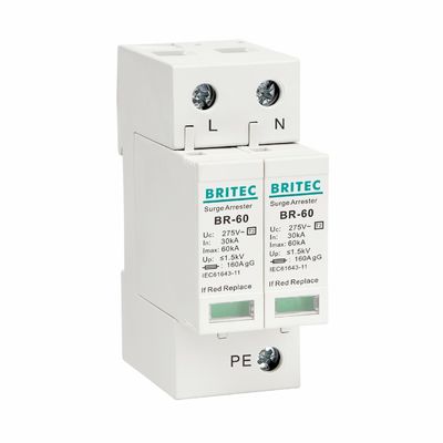 BR275-60 2P 2P ac SPD 60kA 2P Dispositivo de Proteção contra Surtos (SPD) Monofásico Supressor de Surtos Dispositivo de Proteção contra Surtos