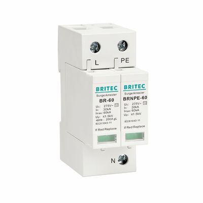 BR275-60 2P 2P ac SPD 60kA Pára-raios monofásico Dispositivo de proteção contra surtos