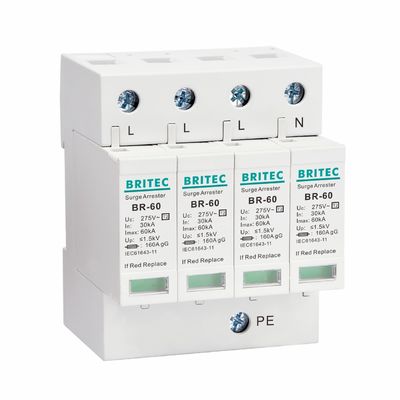 BR275-60 3P SPD 60kA CE TUV Tipo 2 Dispositivo de protecção contra sobretensões eléctricas 275v Protector contra sobretensões eléctricas