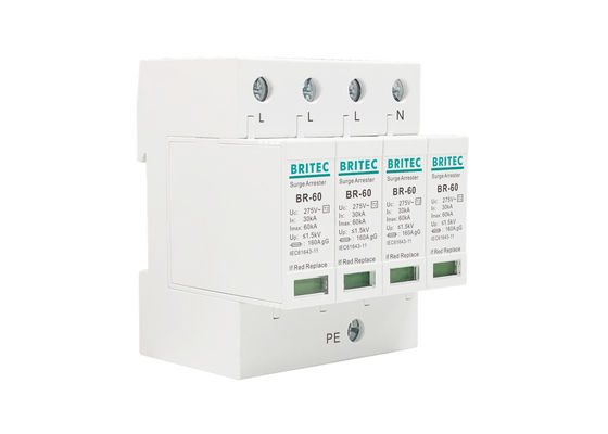 60kA AC275V DIN Rail Mount Surge Lightning Arrestor SPD para proteção de energia elétrica