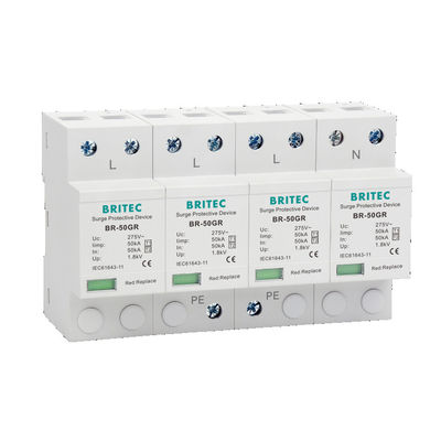 BR-50GR 4P Ac Dispositivo de proteção contra sobretensões SPD Tipo 1 Dispositivo de proteção contra sobretensões SPD Filtro de sobretensões SPD T1 T2 Tipo 1 Protectores contra sobretensões Ü-Ableiter