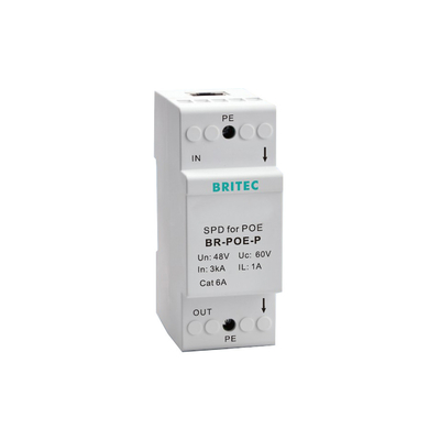 BR-POE-P Ethernet 48V RJ45 POE Ethernet Protetor contra surtos de rede em trilho DIN POE protetor contra raios de dados