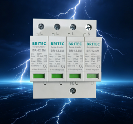 Dispositivo de protecção contra sobretensões de 25kA T1+T2 com montura DIN para protecção eléctrica industrial